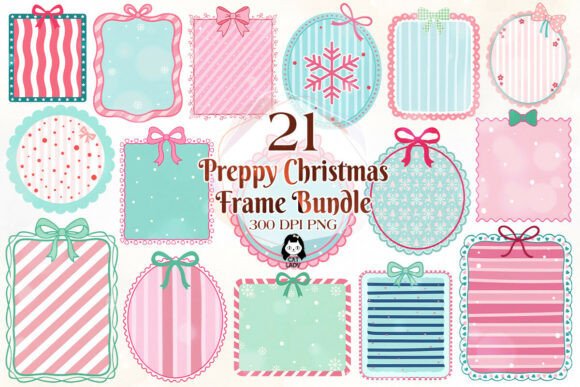 Download Preppy Christmas Frame Clipart Bundle - Frame Collection