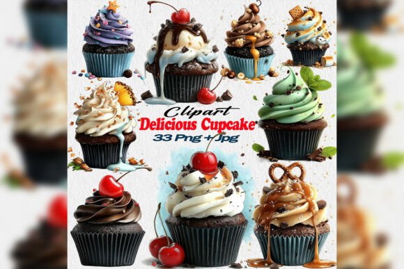 Download Whimsical Cupcake Clipart PNG Bakery Set - Cupcake clipart Collection