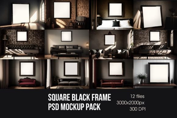 Download Square Black Frame Psd Mockup Pack - Frame Collection