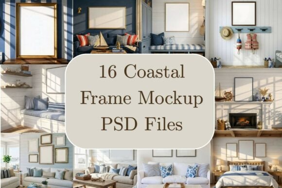 Download 16 Coastal Wood Frame Mockup Bundle - Frame Collection