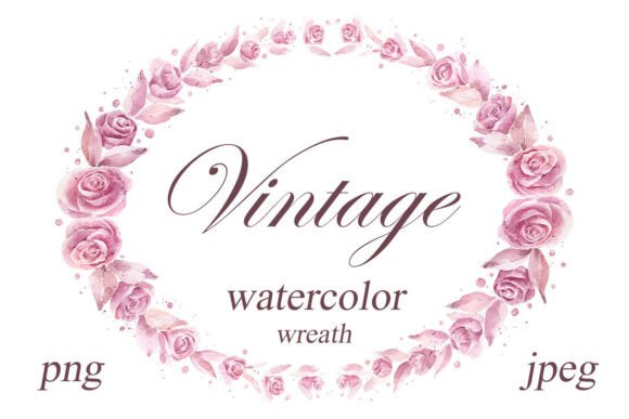 Download Vintage Floral Wreath Pink Roses Frame - Frame Collection