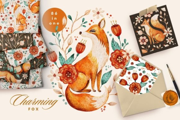 Download Fox Illustration Fall Watercolor - Premium Resources