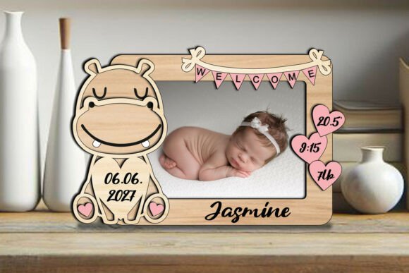 Download Hippo Baby Photo Frame Board Newborn Pic - Frame Collection