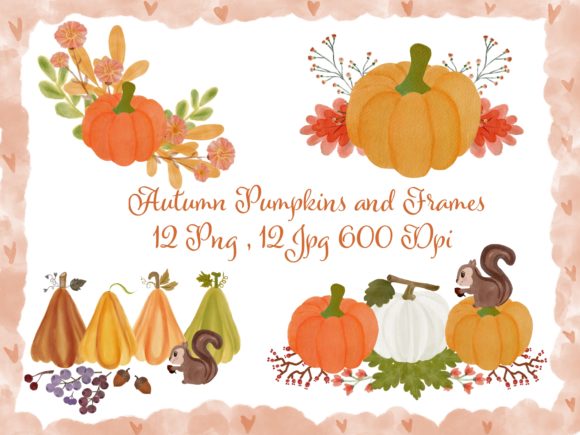 Download Autumn Pumpkins and Frames (watercolor) - Frame Collection