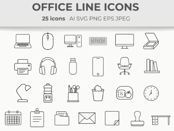Download Office Essentials Line Icons Minimal SVG - Minimal Collection