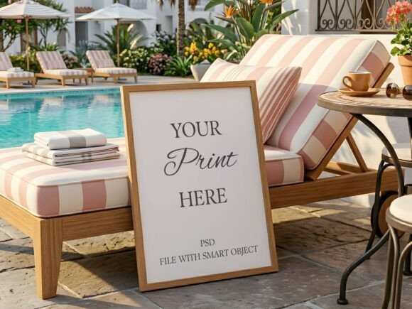 Download Wood Frame Mockup Resort Pool Mediterran - Frame Collection
