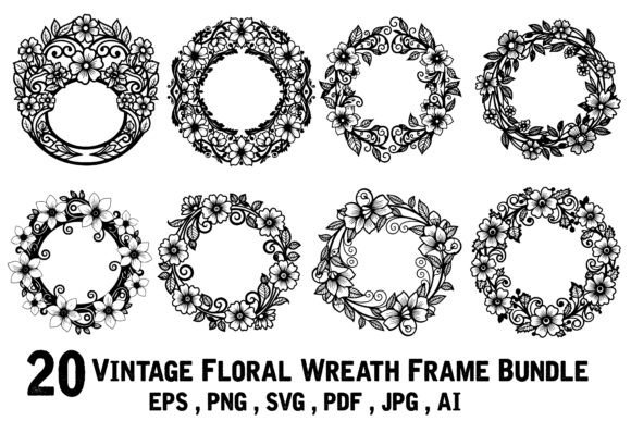Download 20 Vintage Floral Wreath Frame Bundle - Frame Collection
