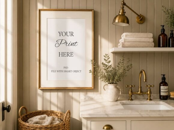 Download Bathroom Frame Mockup Poster Art Mockup - Frame Collection