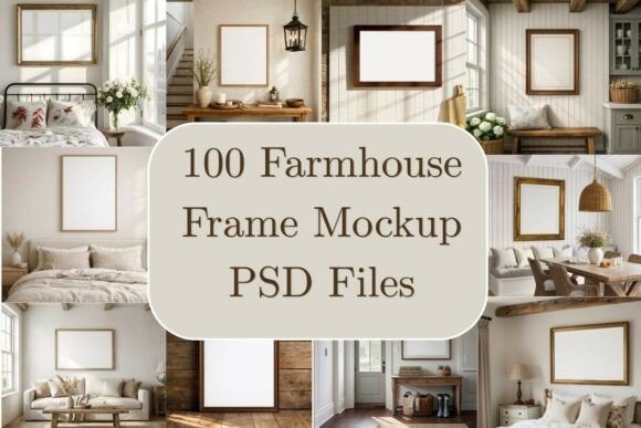 Download 100 Farmhouse Wood Frame Mockup Bundle - Frame Collection