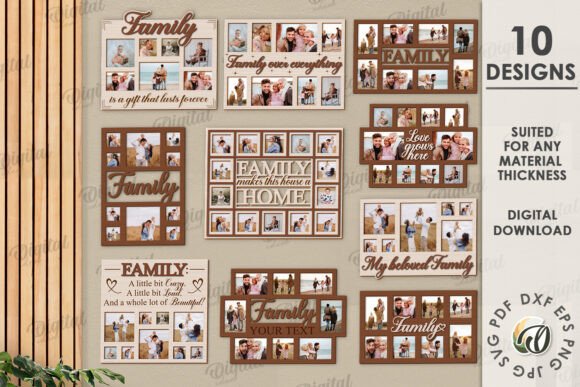 Download 3D Family Photo Frame Bundle Laser Cut - Frame Collection