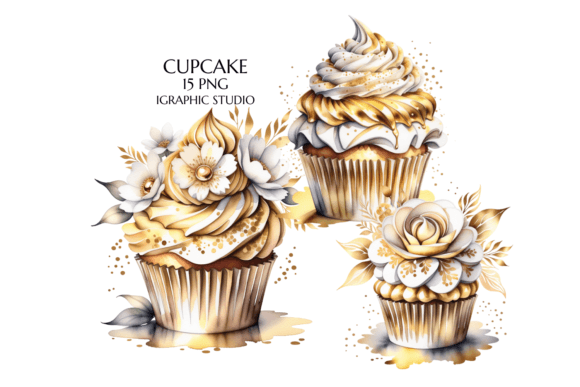 Download Gold Floral Cupcake Clipart - Cupcake clipart Collection
