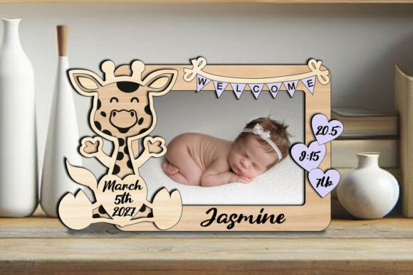 Download Giraffe Baby Photo Frame Board Newborn - Frame Collection