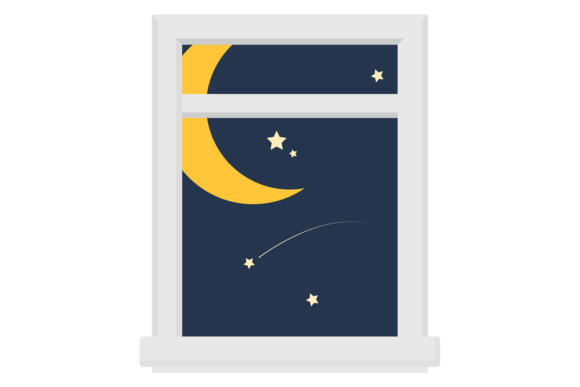 Download Night Sky in Window Frame. Crescent and - Frame Collection