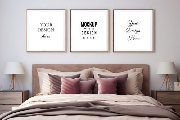 Download Frame Wall Mockup. Bedroom Interior - Frame Collection