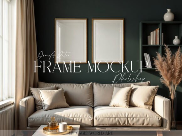 Download Two Frames Dark Interior Frame Mockup - Frame Collection