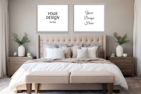 Download Frame Wall Mockup. Bedroom Interior - Frame Collection