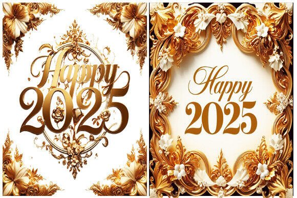 Download Happy 2025 Golden Luxurious Frame Design - Frame Collection