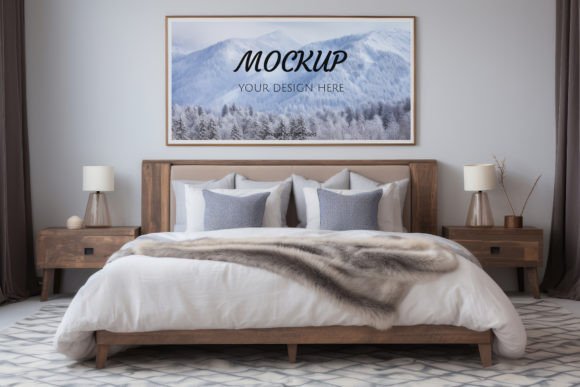 Download Frame Wall Mockup. Bedroom Interior - Frame Collection