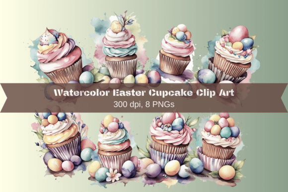 Download Watercolor Easter Cupcake Clipart - Cupcake clipart Collection