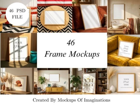 Download 46 Oak Wood Frame Mockup Bundle - Frame Collection
