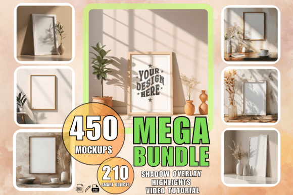 Download Frame Mockup Bundle PSD Wall Art Mockups - Frame Collection