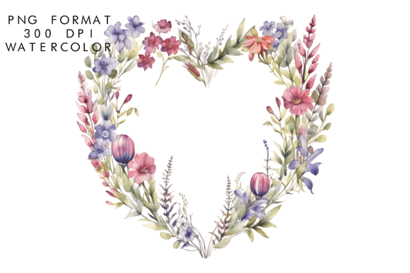 Download Watercolor Heart Flower Wreath - Premium Resources