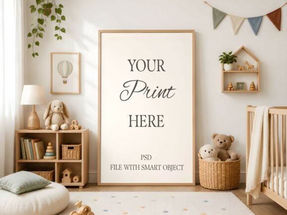 Download Boho Nursery Large Wood Frame Mockup - Frame Collection