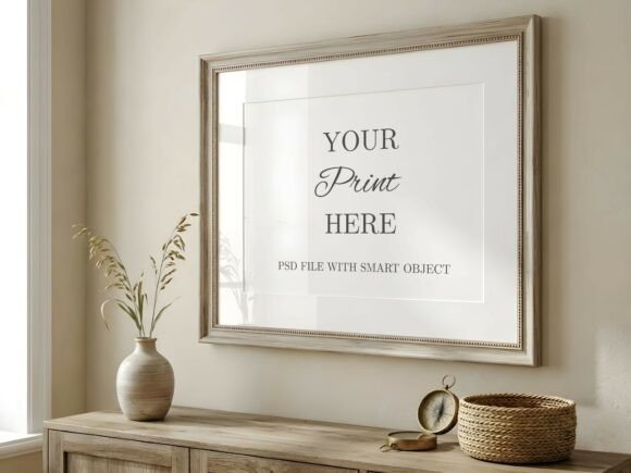 Download Horizontal Beige Wood Frame Mockup - Frame Collection