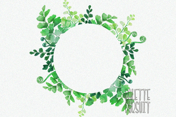 Download Watercolor Botanical Fern Frame (circle) - Frame Collection