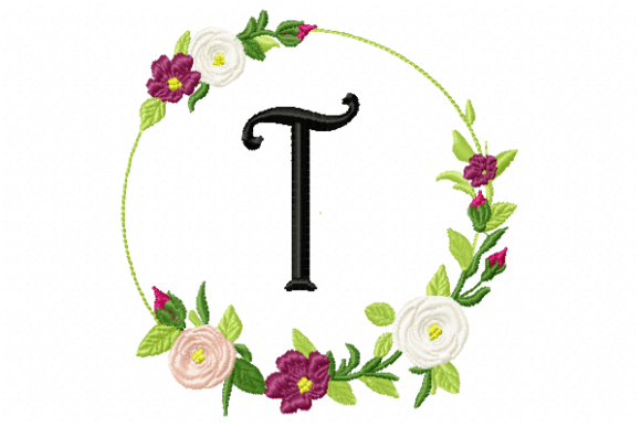 Download Frame Roses Monogram Letter T - Frame Collection