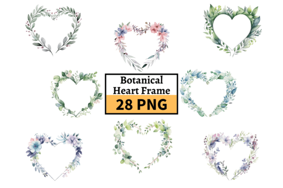 Download Watercolor Botanical Heart Frame Clipart - Frame Collection