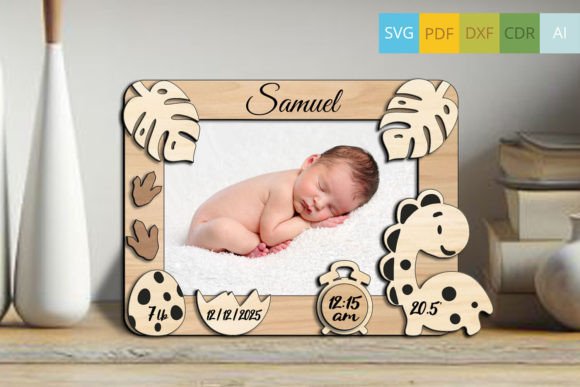 Download Dino Baby Photo Frame Board Newborn SVG - Frame Collection