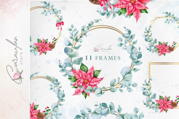 Download Christmas Frame Watercolor, Eucalyptus - Frame Collection