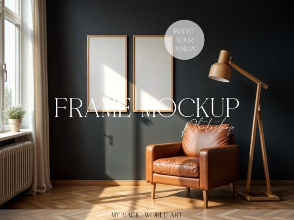 Download Two Frames Dark Interior Frame Mockup - Frame Collection