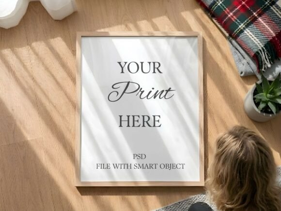 Download Top View Wood Frame Mockup Floor - Frame Collection