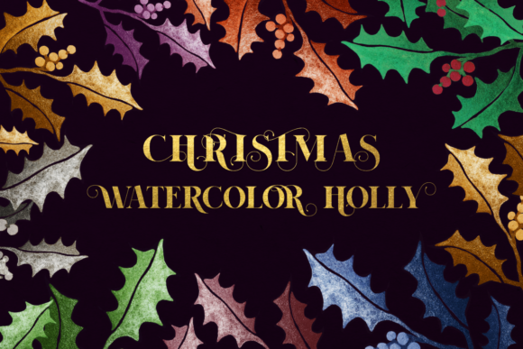 Download Glitter Watercolor Christmas Frame Holly - Frame Collection