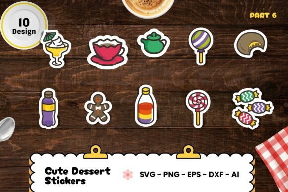 Download Cute Dessert Stickers Set SVG - Cricut - Dessert stickers Collection
