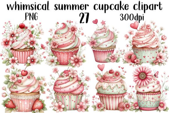 Download Whimsical Summer Cupcake Clipart - Cupcake clipart Collection
